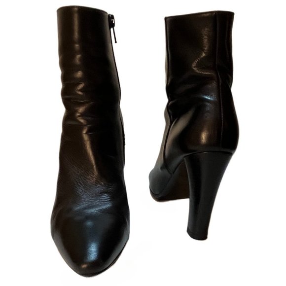 Saint Laurent Black Leather Semi Pointed Toe Ankle Booties  Size 38 (US size 8) - Picture 10 of 16